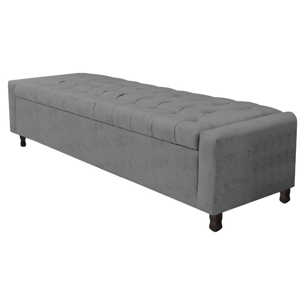 Calçadeira Baú Casal Everest P02 140cm Para Cama Box Corano Cinza