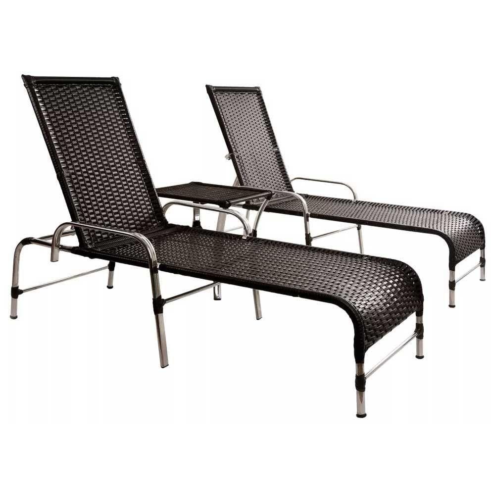 Kit 2 Espreguiçadeiras Catar E Mesa Garden Preto