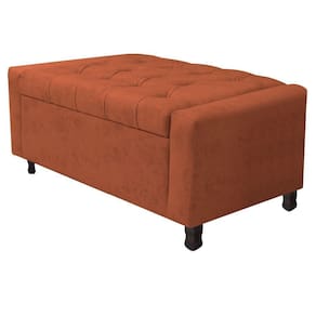 Calçadeira Baú Solteiro Everest P02 90cm Para Cama Box Suede - Doce Sonho Móveis Terracota