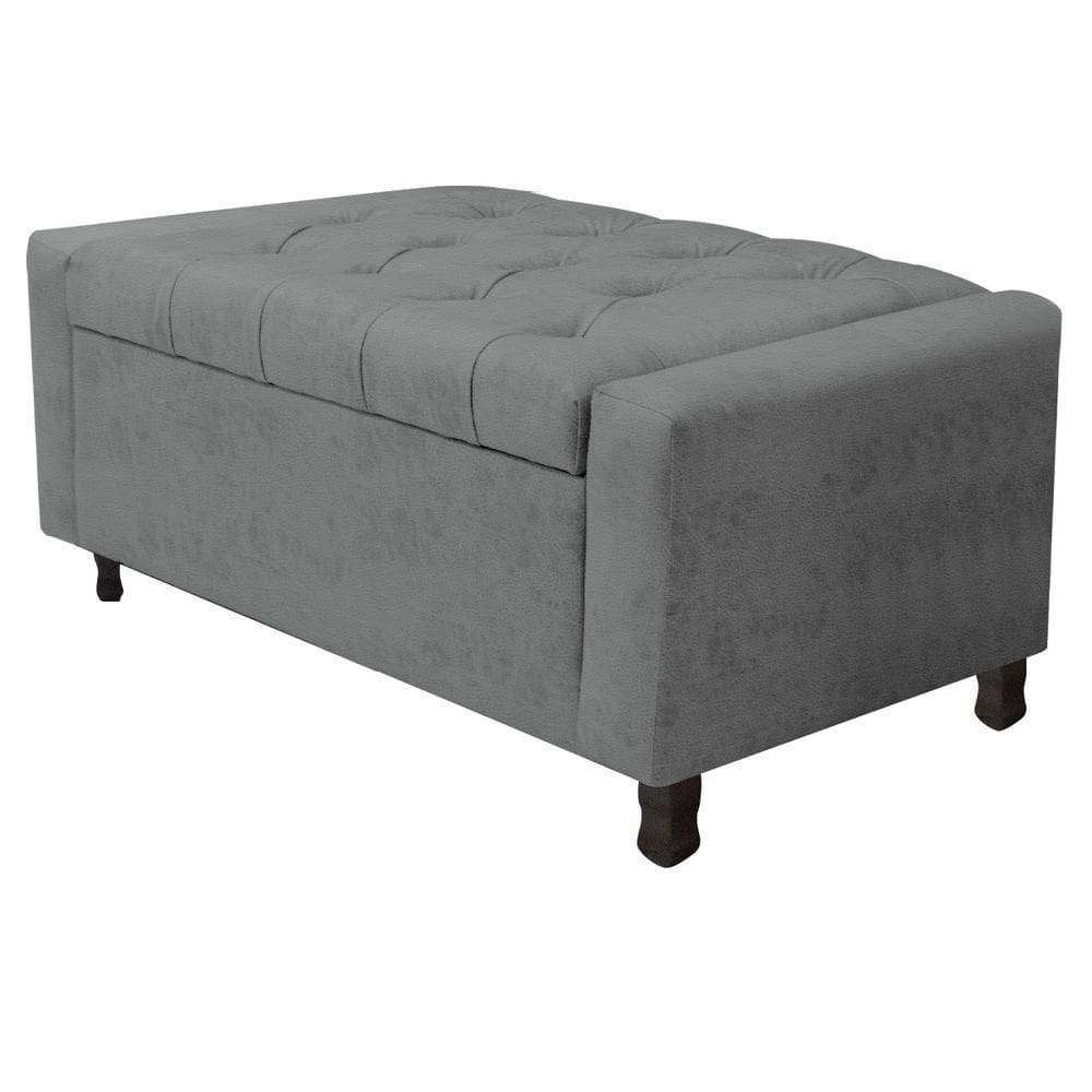 Calçadeira Baú Solteiro Everest P02 90cm Para Cama Box Corano - Doce Sonho Móveis Cinza