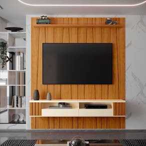 Painel Ripado Zigzag Para Tv Até 75 Polegadas Roma Com Nicho 180cm Cor:cedro Cedro