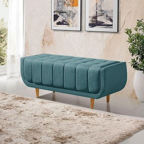 Recamier Alemanha 1,30m Com Base Madeira Linho Sofatec Verde