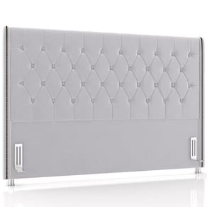 Cabeceira Cama Box Casal 140cm Estofada Frizza P05 Veludo Cinza - Lyam Decor