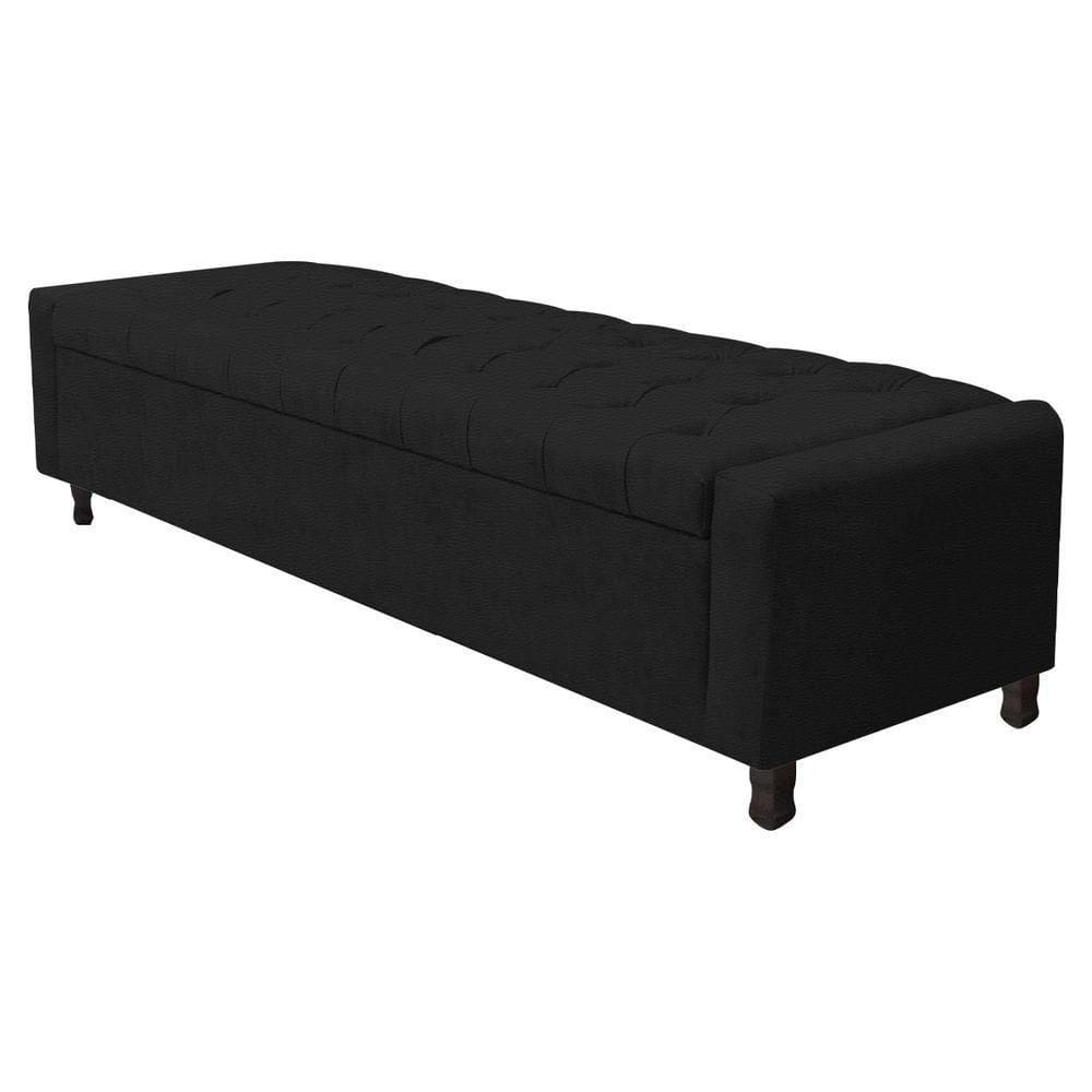 Calçadeira Baú Queen Everest P02 160cm Para Cama Box Corano - Doce Sonho Móveis Preto