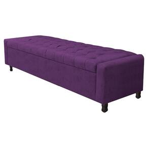 Calçadeira Baú King Everest P02 195cm Para Cama Box Suede Roxo