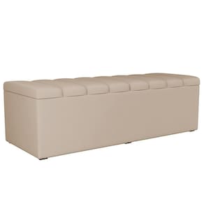 Calçadeira Recamier Baú Para Cama De Casal King Dália 195x50 Cm W01 Suede Bege - Lyam