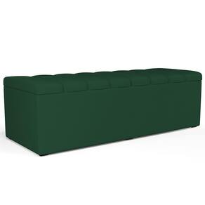Calçadeira Recamier Baú Para Cama De Casal King Dália 195x50 Cm W01 Suede Verde Musgo - Lyam