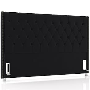 Cabeceira Cama Box King 195cm Estofada Frizza P05 Veludo Preto - Lyam Decor