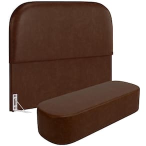 Cabeceira Cama Box King 195cm Lanna Com Puff Recamier Doha W01 Couríssimo Marrom - Lyam Decor