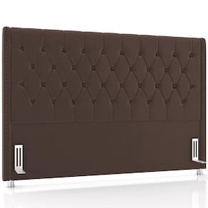 Cabeceira Cama Box Queen 160cm Estofada Frizza P05 Veludo Marrom - Lyam Decor