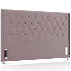 Cabeceira Cama Box Queen 160cm Estofada Frizza P05 Veludo Rosê - Lyam Decor
