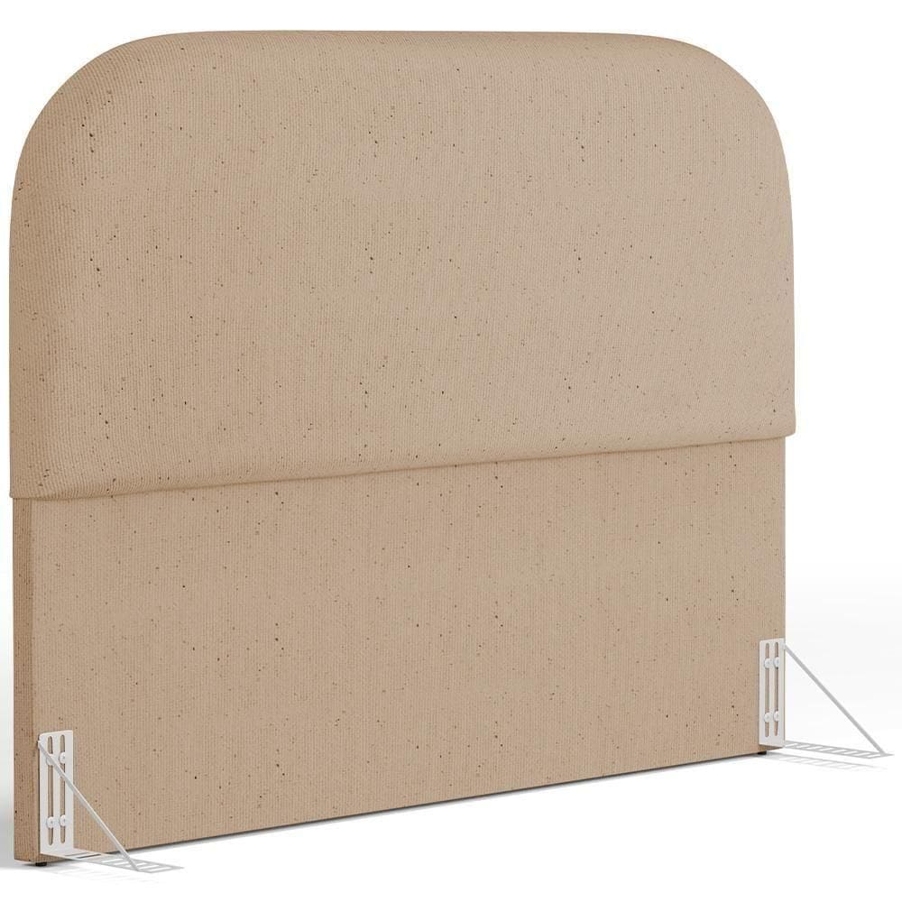 Cabeceira Cama Box Queen 160cm Orgânica Lanna W01 Linho Bege Escuro - Lyam Decor