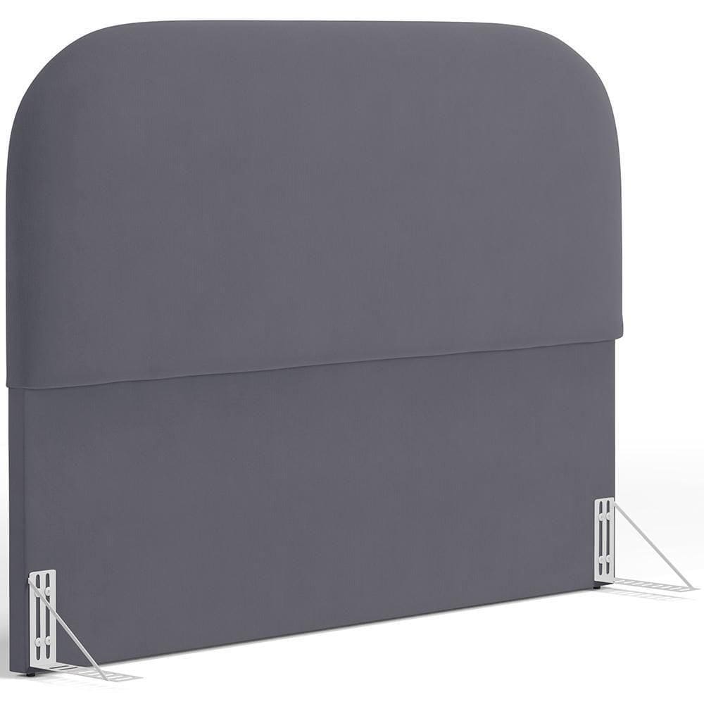 Cabeceira Cama Box King 195cm Orgânica Lanna W01 Suede Cinza - Lyam Decor