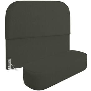 Cabeceira Cama Box King 195cm Lanna Com Puff Recamier Doha W01 Linho Verde Musgo - Lyam Decor
