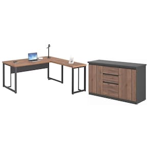 Mesa Em L 1,8 Com Balcao Akrotiri Noce Preto