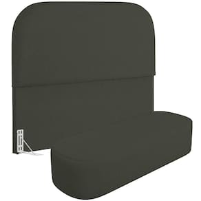 Cabeceira Cama Box Queen 160cm Lanna Com Puff Recamier Doha W01 Linho Verde Musgo - Lyam Decor