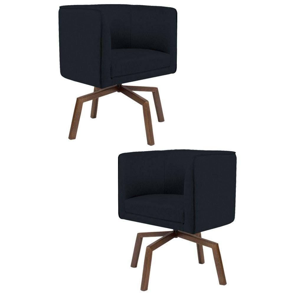 2 Poltronas Ka Madeira Betina B300 Veludo Preto