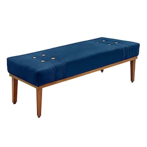 Recamier 195cm Kors Suede Pés De Madeira Azul Marinho