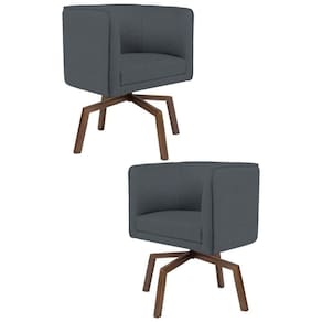 2 Poltronas Ka Madeira Betina C03 Corano Cinza