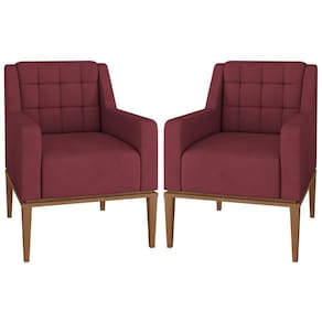 2 Poltronas Decorativas Sala de Estar Madonna Suede Bordô