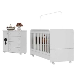 Quarto Infantil Com Berço Cômoda Pimpolho Multimóveis Branco