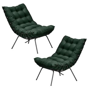 2 Poltronas Sala de estar Base de Ferro Preto Suede Verde
