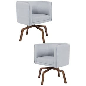 2 Poltronas Ka Madeira Betina C315 Linho Cinza