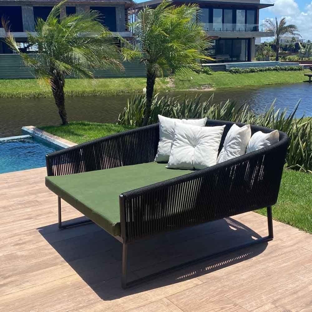 Chaise Quadrada Maldivas Em Corda Náutica Duna Bandeira