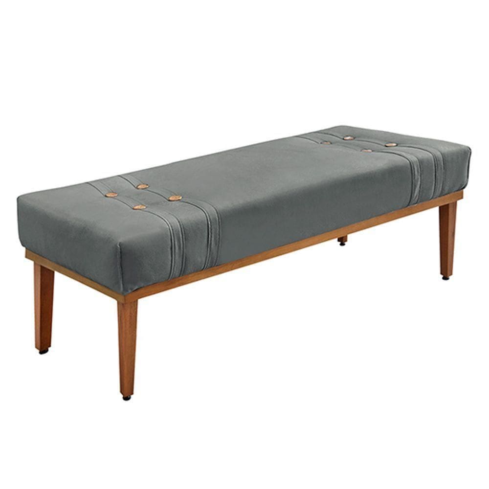 Recamier 195cm Kors Veludo Pés De Madeira Cinza