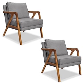 Kit 2 Poltronas Decorativas De Luxo Frida Linho Cinza