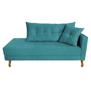 Recamier Azura 140cm Com Almofada Lado Esquerdo Suede Cor Azul Turquesa