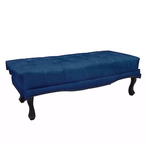 Recamier Decorativo 140cm Loewe Pés De Madeira Azul Marinho