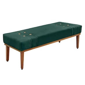 Recamier 195cm Kors Veludo Pés De Madeira Verde Floresta