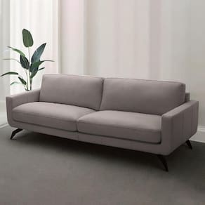 Sofá Decorativo Thalia 4 Lugares Sala De Estar 270cm Pés Em Aço Couro Avelã G88 - Gran Belo