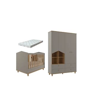Quarto Bebe Berço Guarda Roupa MDF Dorabelly Sinha Colchão