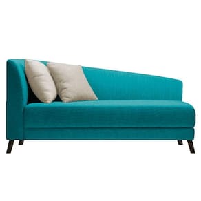 Recamier Heitor 160cm Com Almofada Lado Direito Suede Cor Azul Turquesa/bege