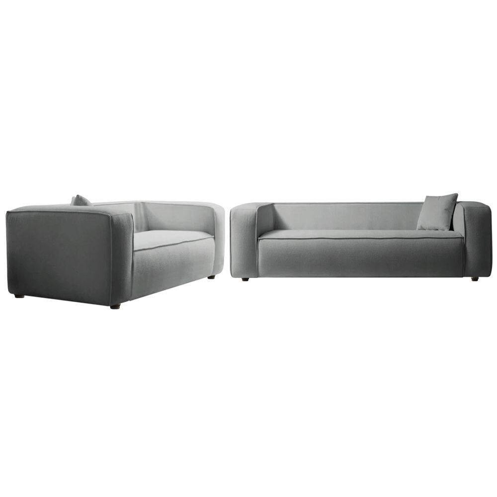 Kit Sofá 2 Lugares 160cm E Poltrona Decorativa Escritório Orgânico Cecília Bouclé Adj Decor Cinza