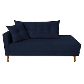 Recamier Azura 185cm Com Almofada Lado Direito Suede Cor Azul Marinho