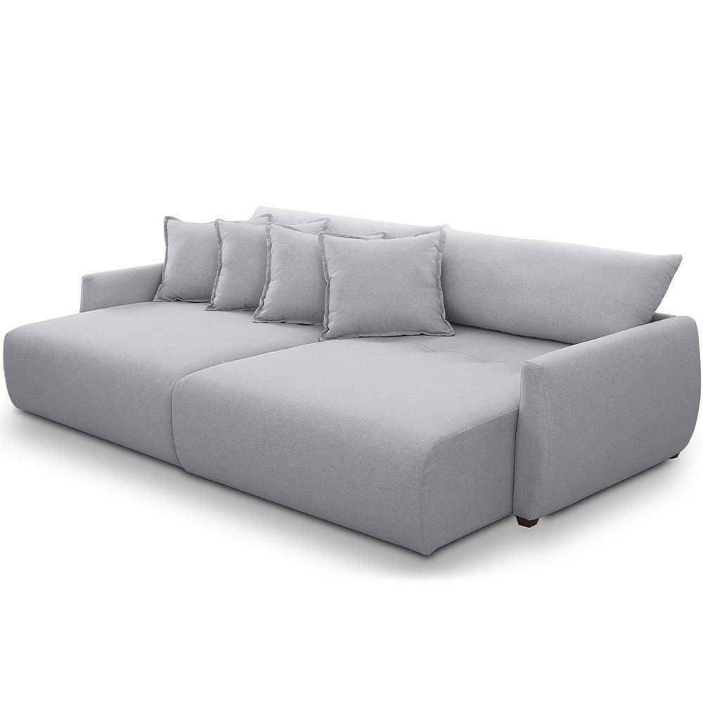 Sofá Cama Retrátil 3 Lugares Para Sala De Estar 210cm Sky T03 Linho Cinza - Lyam Decor