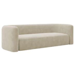 Sofá 3 Lugares 180cm Orgânico Luxo Recepção Melina Linho Adj Decor Bege