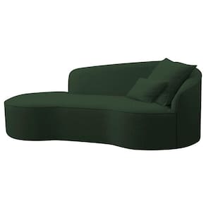 Divã Recamier Curvo Sala De Estar Recepção Inglaterra 150cm Lado Esquerdo Linho Adj Decor Verde