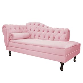 Divã Recamier Diana Lado Direito 120 Cm Suede Rosa Bebê