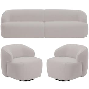Sofá 4 Lugares Curvo Orgânico Com 02 Poltronas Living 280cm Barolo L06 Veludo Grafite