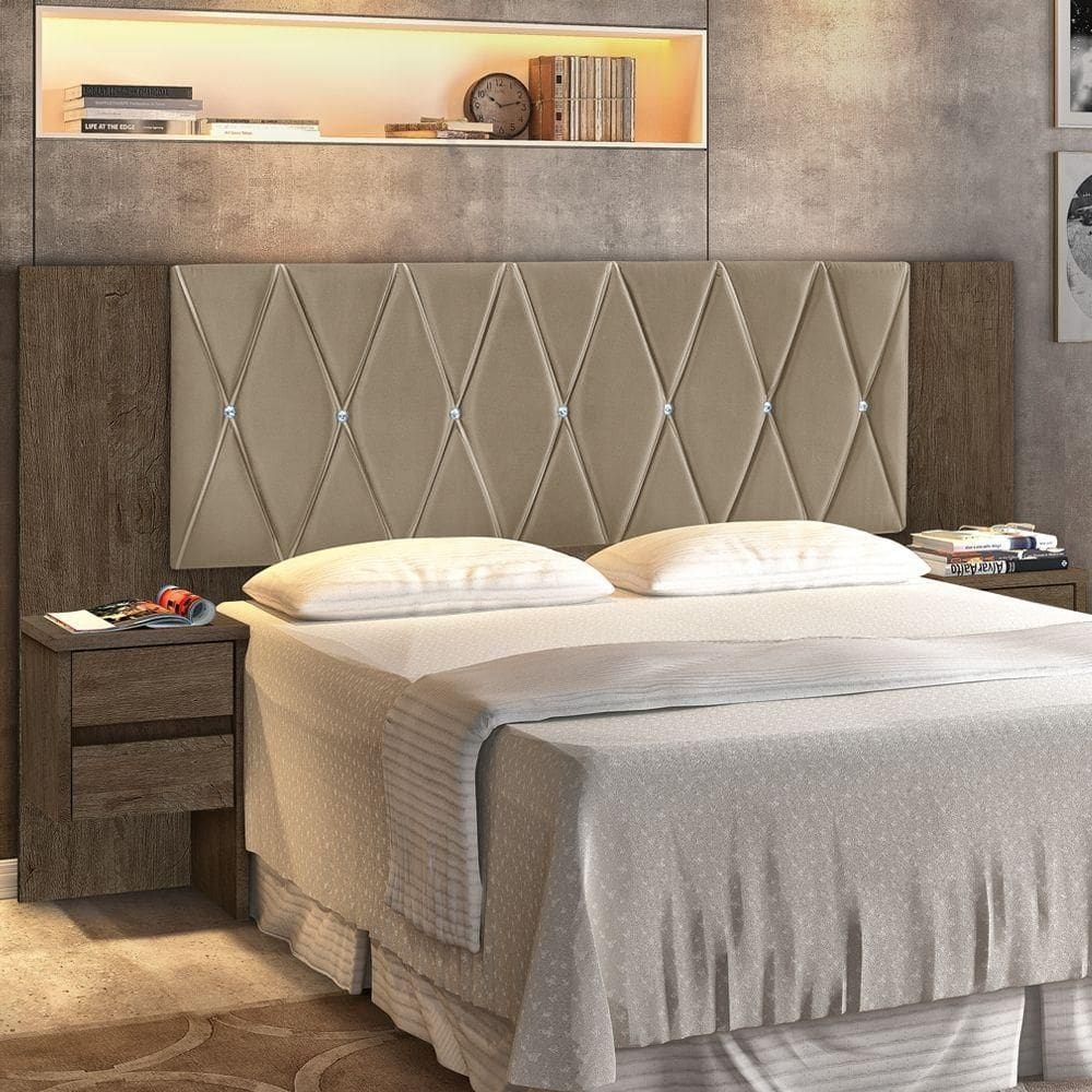 Cabeceira Roger Regulável Mocaccino E Bege