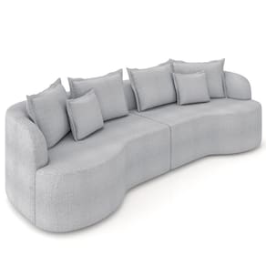 Sofá 4 Lugares 270cm Orgânico Quito K04 Bouclê Cinza - Mpozenato