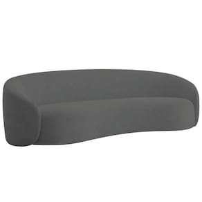 Sofá 3 Lugares 180cm Orgânico Luxo Recepção Amore Linho Adj Decor Cinza Escuro
