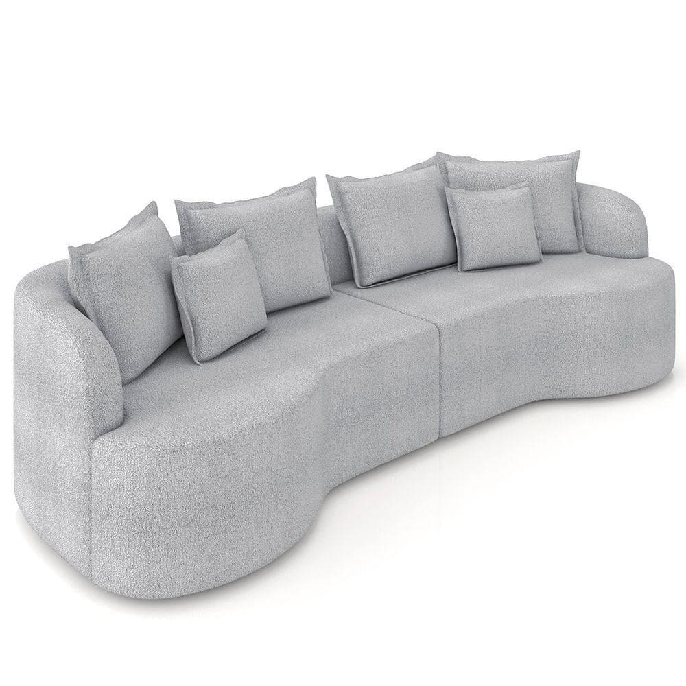 Sofá 4 Lugares 290cm Orgânico Quito K04 Bouclê Cinza - Mpozenato
