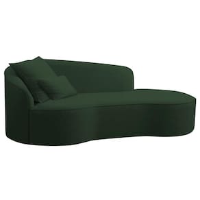Divã Recamier Curvo Sala De Estar Recepção Inglaterra 200cm Lado Direito Linho Verde