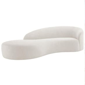 Divã Recamier Orgânico França 180cm Lado Esquerdo Bouclé Adj Decor Branco
