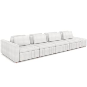 Sofá Ilha Com Puff Living 465cm Amber M03 Bouclê Branco